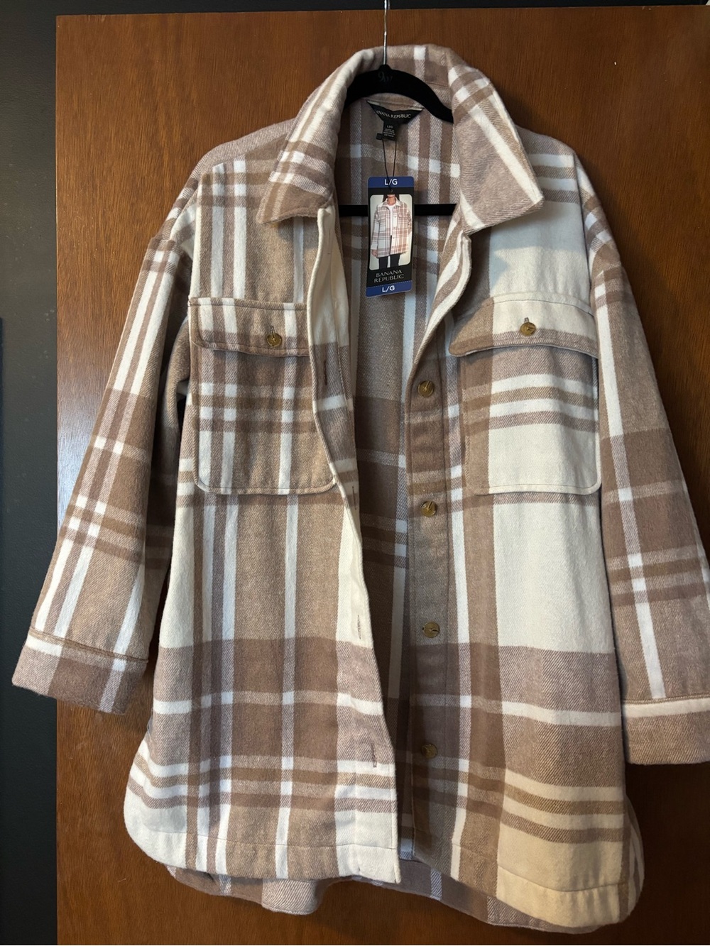 Banana Republic Brown & Cream Plaid Shacket